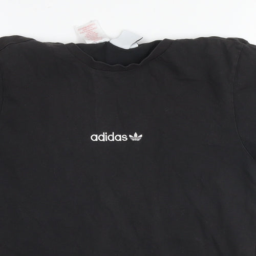 adidas Girls Black Cotton Basic T-Shirt Size 13-14 Years Round Neck Pullover