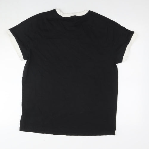 adidas Womens Black Cotton Basic T-Shirt Size 16 Round Neck - Logo