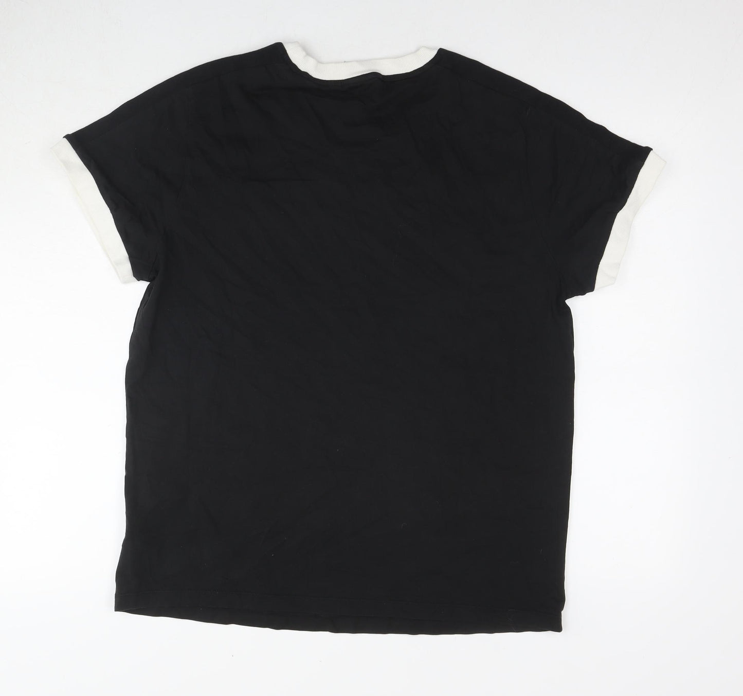 adidas Womens Black Cotton Basic T-Shirt Size 16 Round Neck - Logo