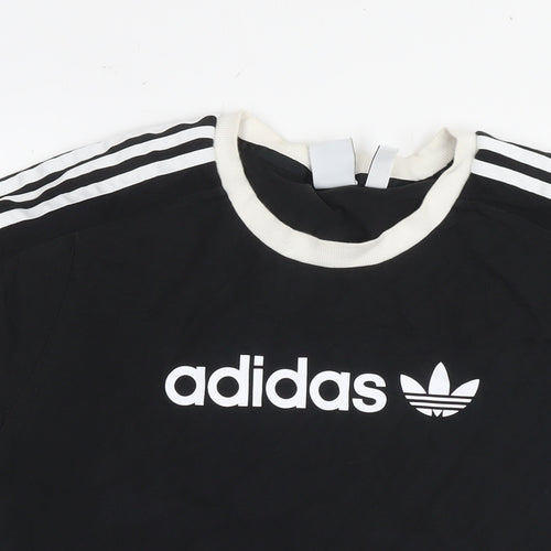 adidas Womens Black Cotton Basic T-Shirt Size 16 Round Neck - Logo