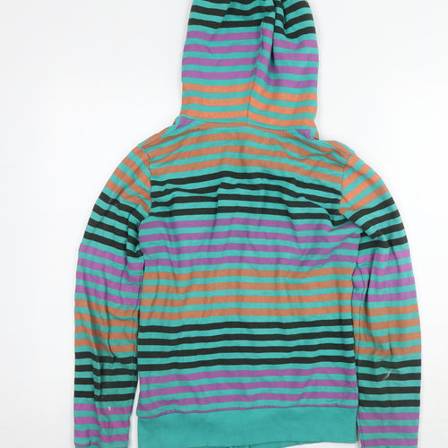 Billabong Womens Green Striped Cotton Full Zip Hoodie Size M Zip