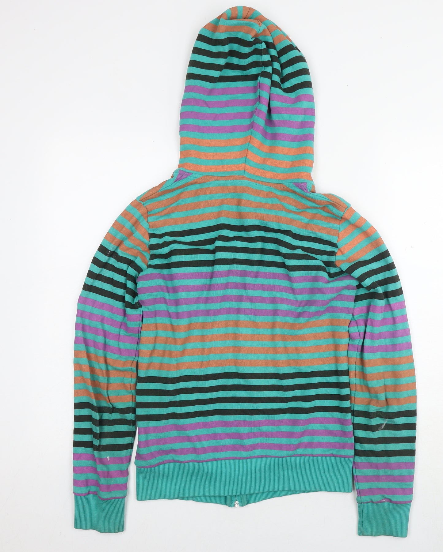 Billabong Womens Green Striped Cotton Full Zip Hoodie Size M Zip