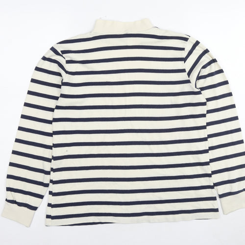 Lands' End Womens White Striped Cotton Pullover Sweatshirt Size M Pullover