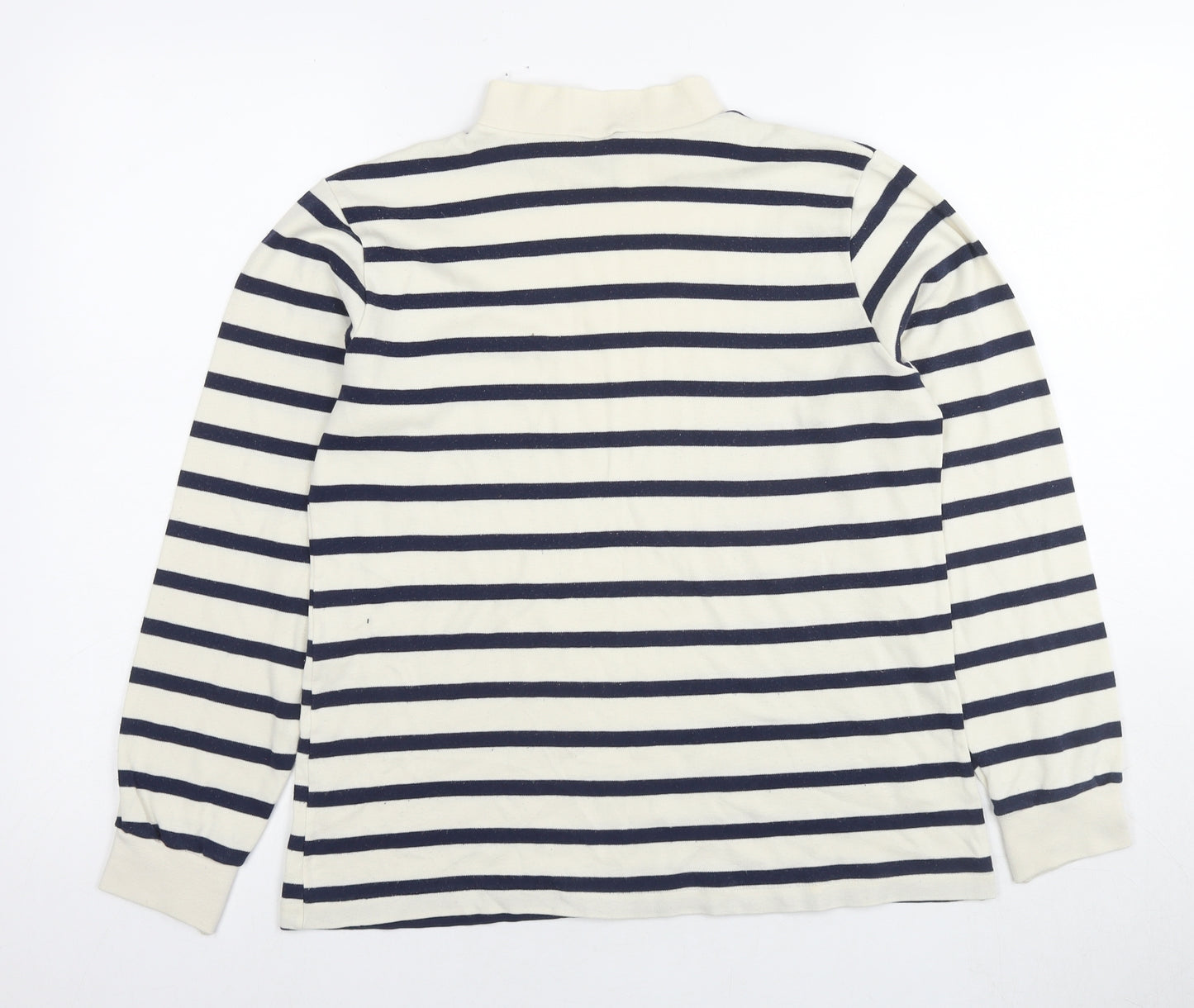 Lands' End Womens White Striped Cotton Pullover Sweatshirt Size M Pullover