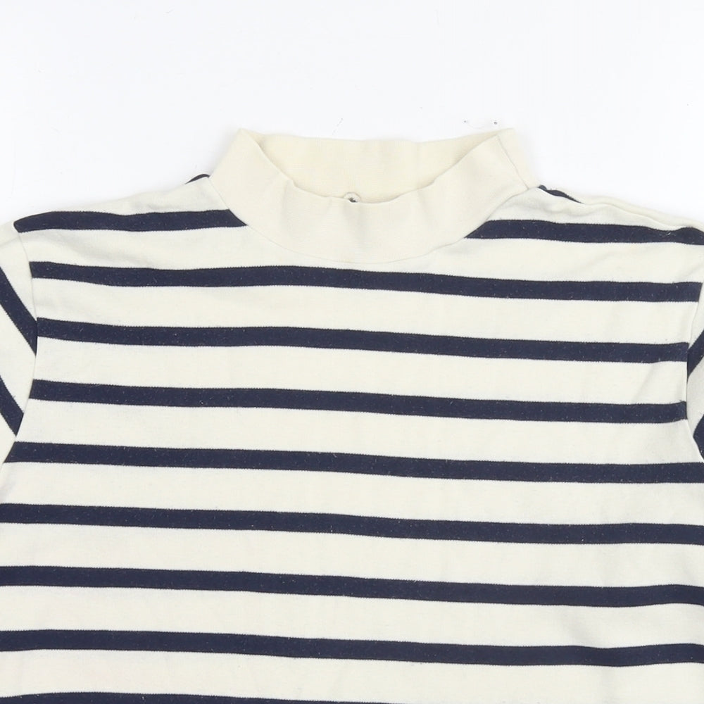 Lands' End Womens White Striped Cotton Pullover Sweatshirt Size M Pullover