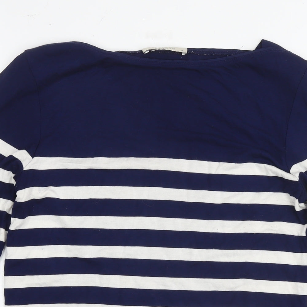 Oasis Womens Blue Striped Viscose Basic Blouse Size M Boat Neck