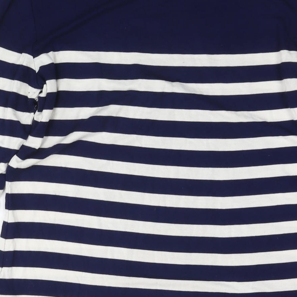 Oasis Womens Blue Striped Viscose Basic Blouse Size M Boat Neck