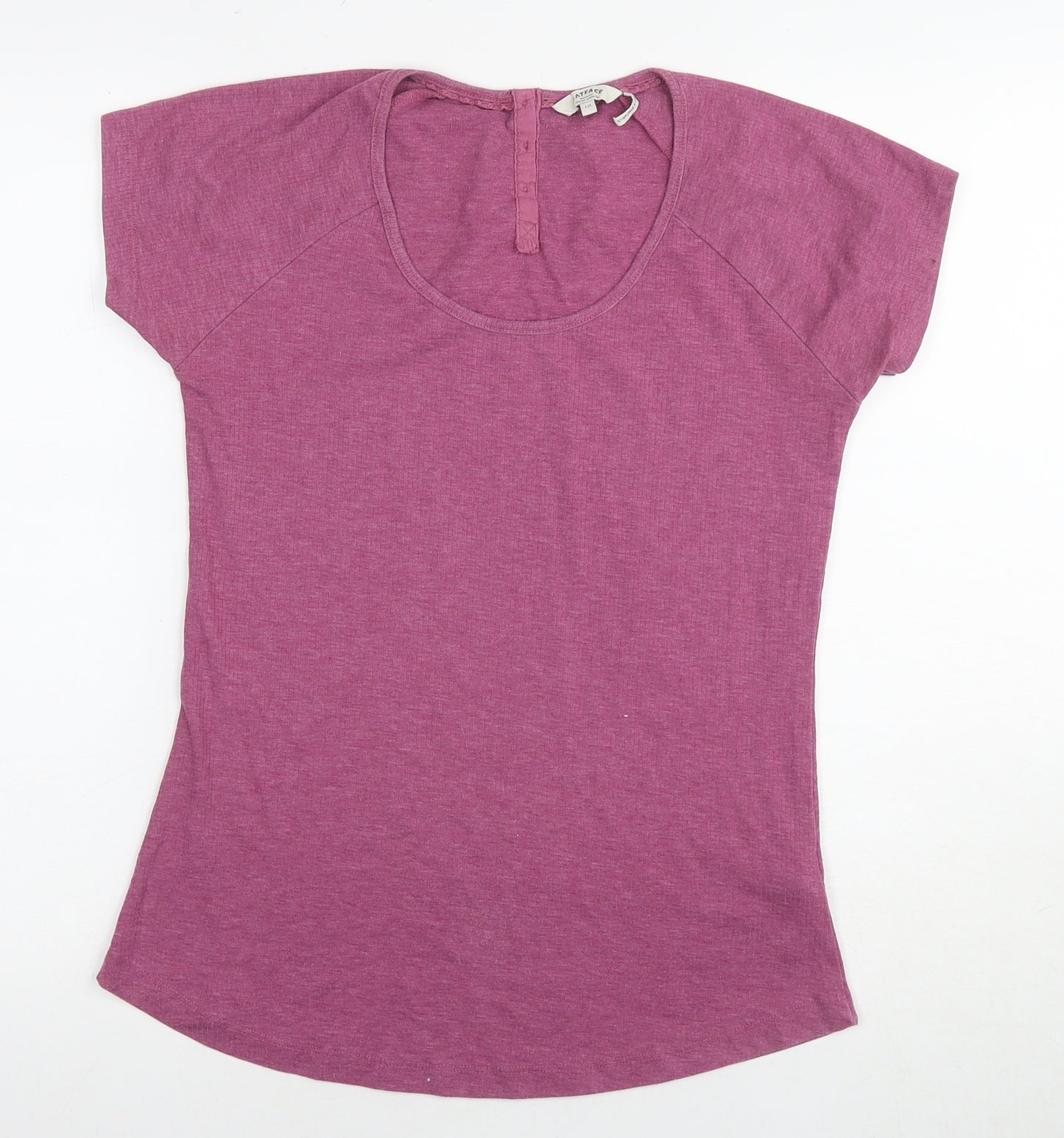 Fat Face Womens Pink Cotton Basic T-Shirt Size 10 Scoop Neck - Ribbed