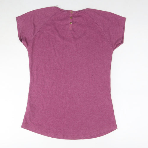 Fat Face Womens Pink Cotton Basic T-Shirt Size 10 Scoop Neck - Ribbed