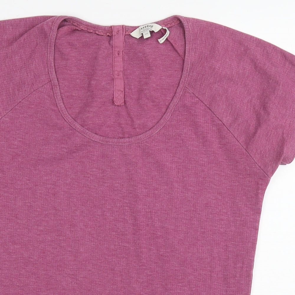 Fat Face Womens Pink Cotton Basic T-Shirt Size 10 Scoop Neck - Ribbed