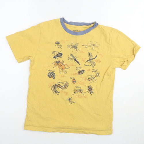 Gap Boys Yellow Cotton Basic T-Shirt Size 6-7 Years Round Neck Pullover - Insects