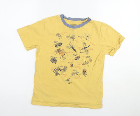 Gap Boys Yellow Cotton Basic T-Shirt Size 6-7 Years Round Neck Pullover - Insects