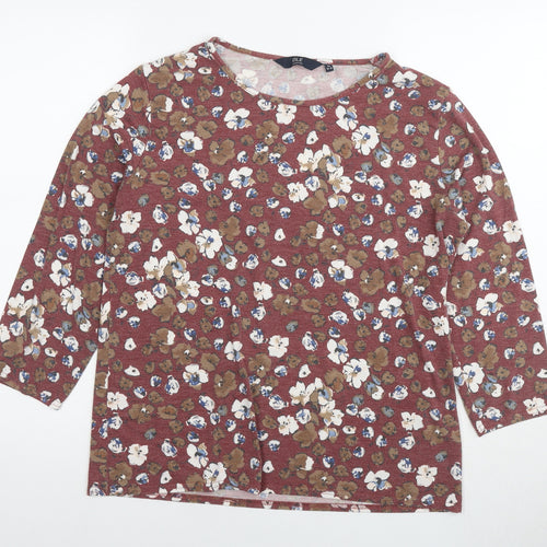 EWM Womens Multicoloured Floral Cotton Basic Blouse Size 14 Round Neck - Size 14-16