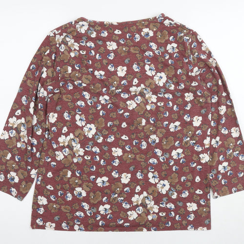 EWM Womens Multicoloured Floral Cotton Basic Blouse Size 14 Round Neck - Size 14-16