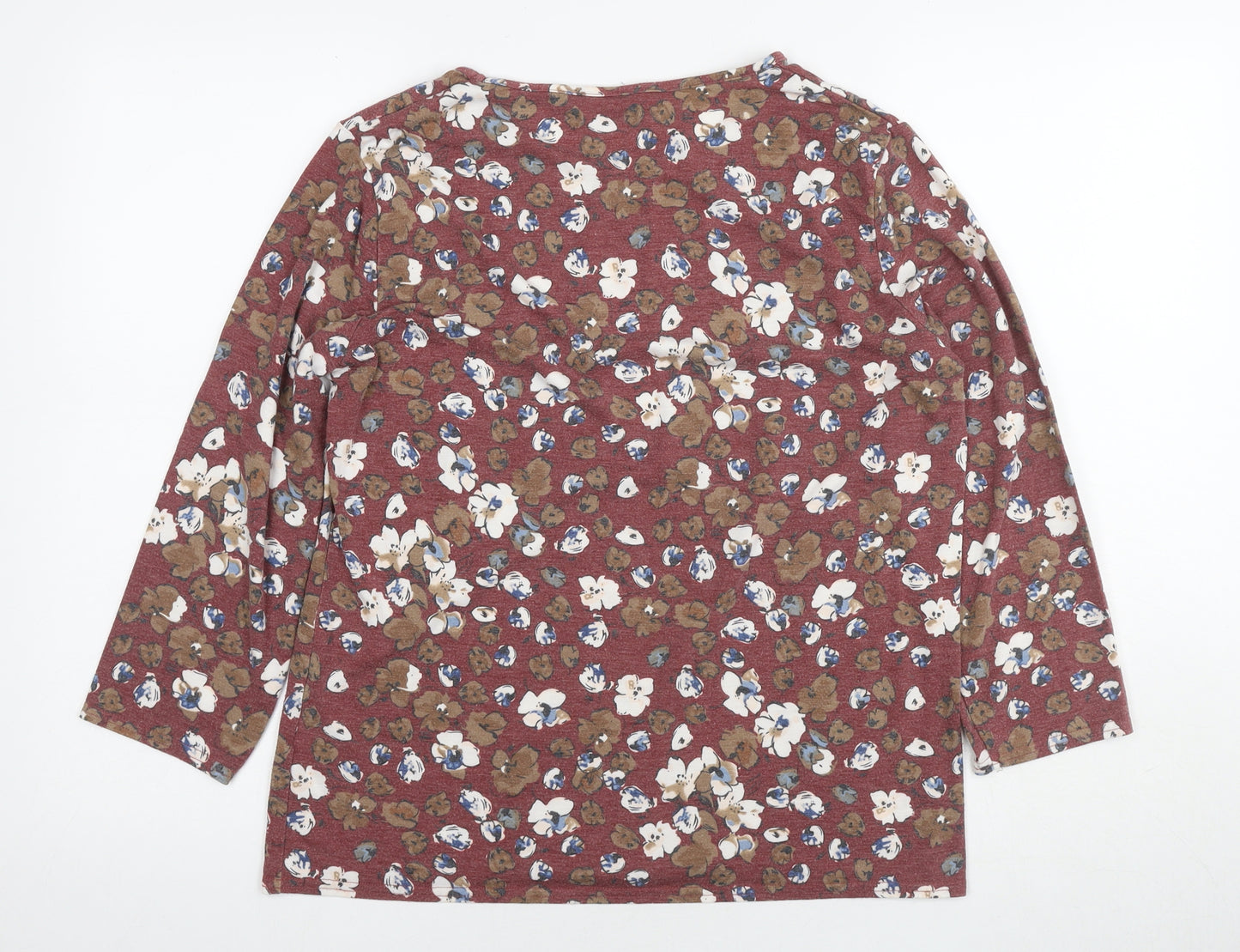 EWM Womens Multicoloured Floral Cotton Basic Blouse Size 14 Round Neck - Size 14-16