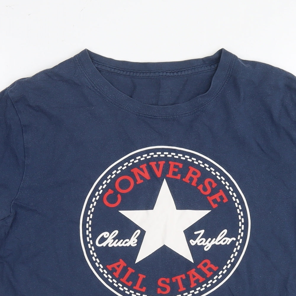 Converse Womens Blue Cotton Basic T-Shirt Size XL Round Neck - Logo