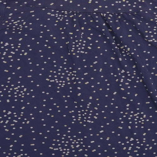 Boden Womens Blue Polka Dot Cotton Basic Blouse Size 14 Round Neck