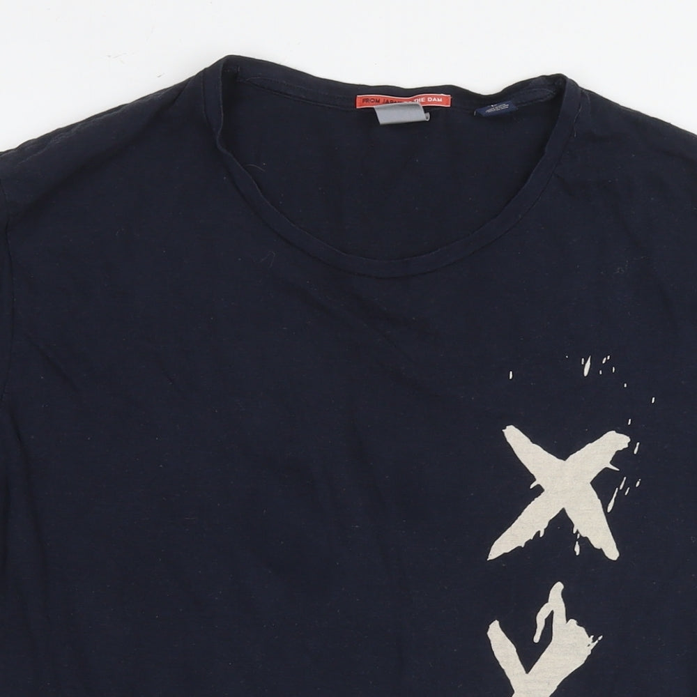 Scotch & Soda Mens Blue Cotton T-Shirt Size L Round Neck - From Japan To The Dam