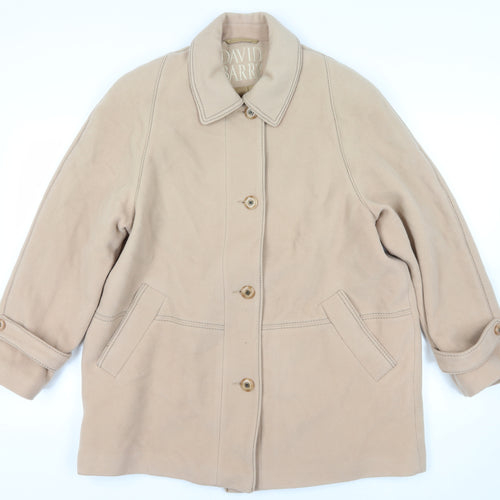 David Barry Beige Wool Blend Overcoat Size 18