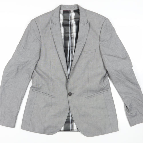 White Label Grey Checked Blazer, Size L, Regular Fit