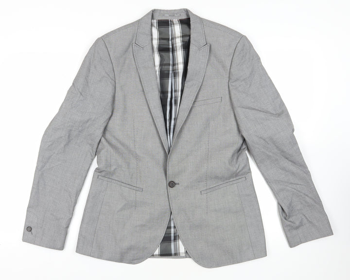 White Label Grey Checked Blazer, Size L, Regular Fit