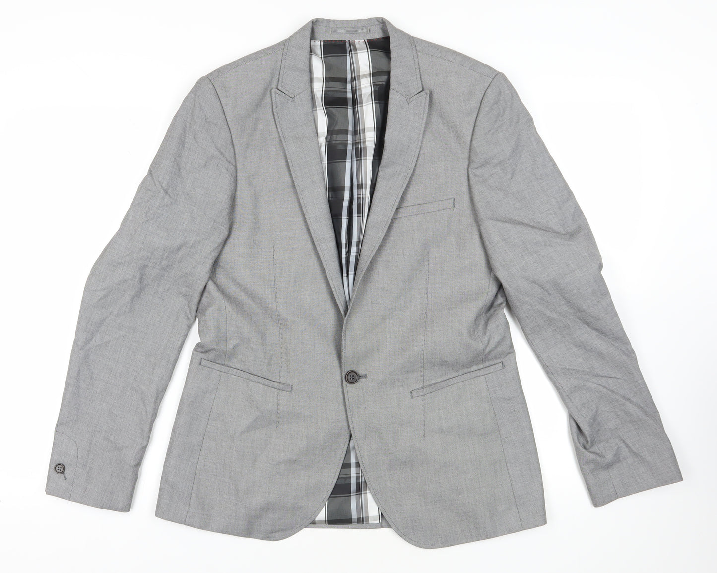 White Label Grey Checked Blazer, Size L, Regular Fit