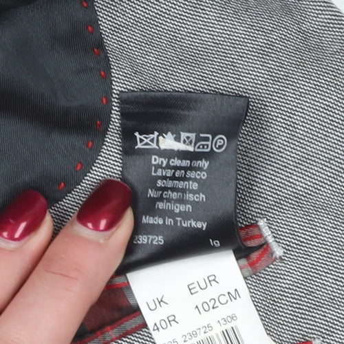 White Label Grey Checked Blazer, Size L, Regular Fit