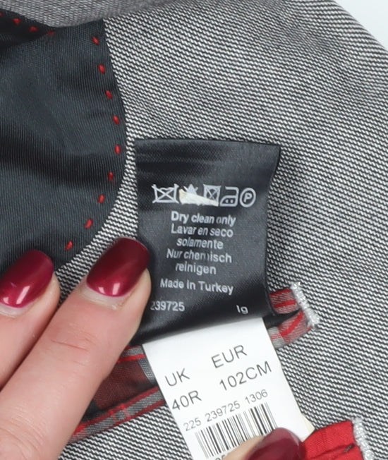 White Label Grey Checked Blazer, Size L, Regular Fit