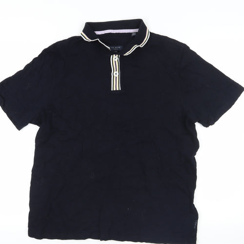 Ted Baker Black Cotton Polo Shirt Size XL