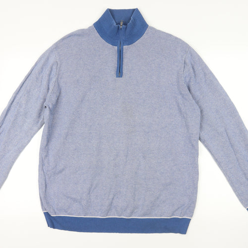 Jeff Banks Blue Full Zip Cotton Jumper XL