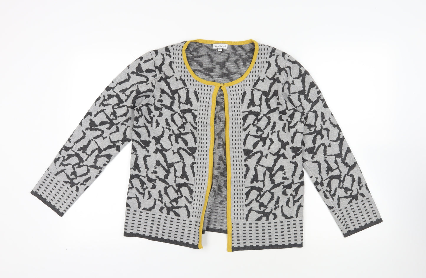 Nina Murati Grey Geometric Cardigan - Small, Long Sleeve