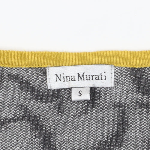 Nina Murati Grey Geometric Cardigan - Small, Long Sleeve