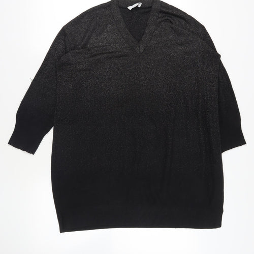 White Label Black V-Neck Pullover Jumper - Size L