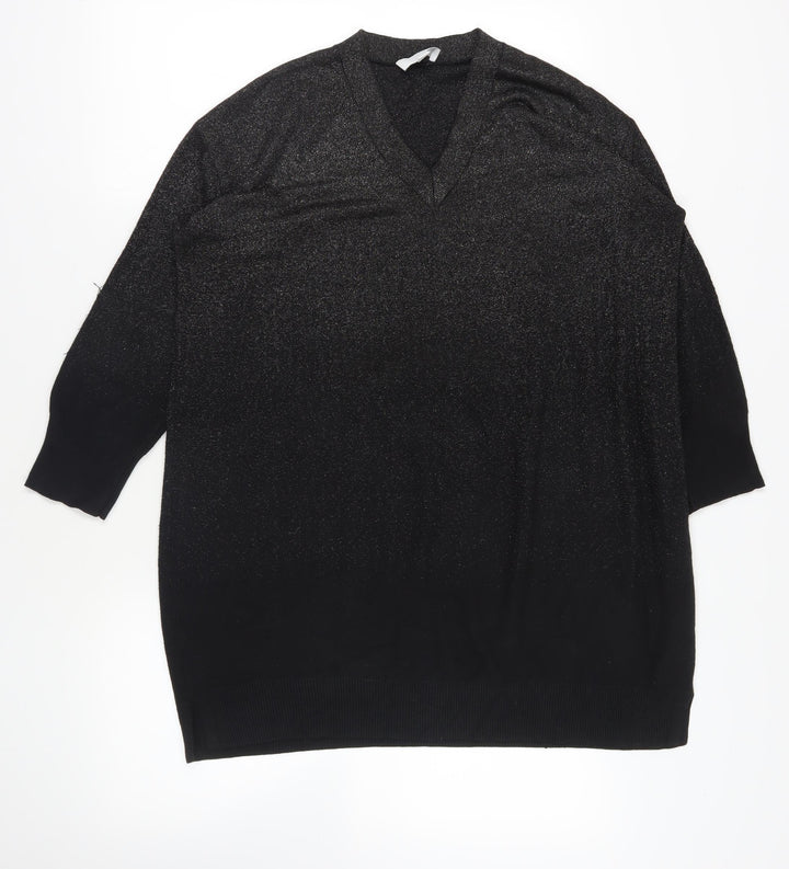 White Label Black V-Neck Pullover Jumper - Size L