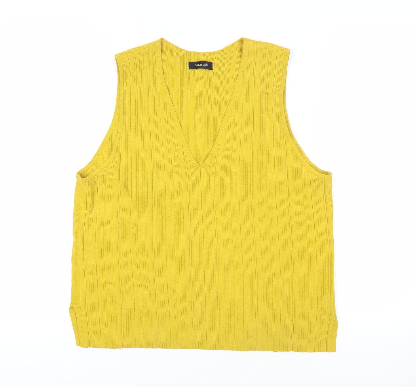 Autograph Yellow V-Neck Sleeveless Knit Tank Top