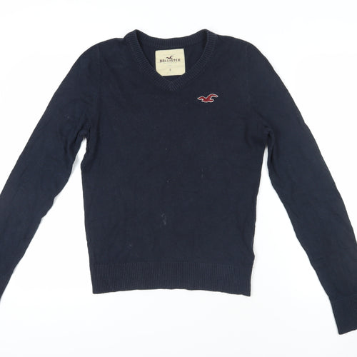 Hollister Blue V-Neck Pullover Jumper S