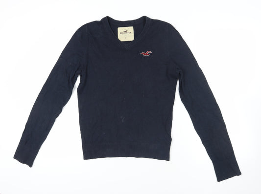 Hollister Blue V-Neck Pullover Jumper S