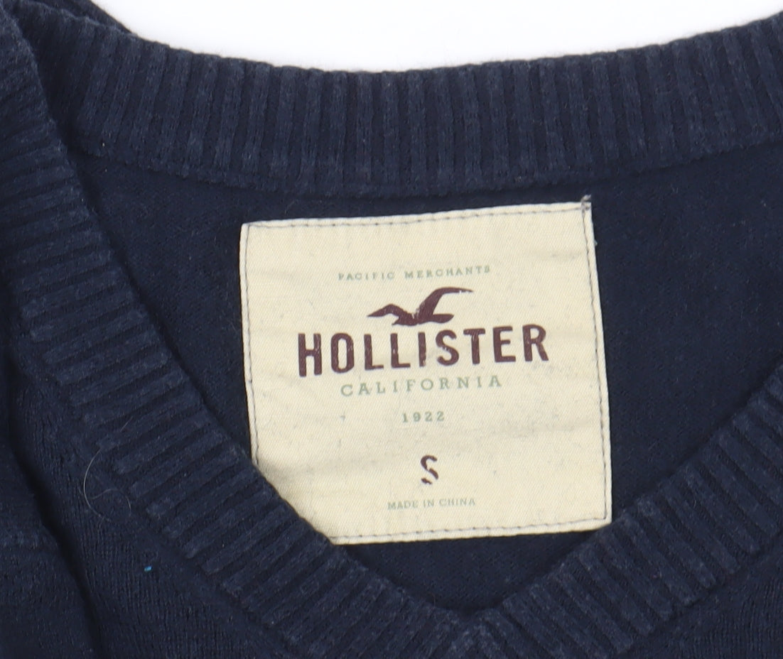 Hollister Blue V-Neck Pullover Jumper S