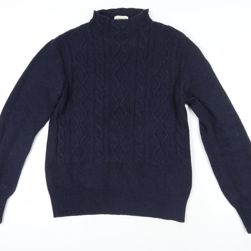 Oliver Spencer Blue Wool Mock Neck Pullover Jumper M
