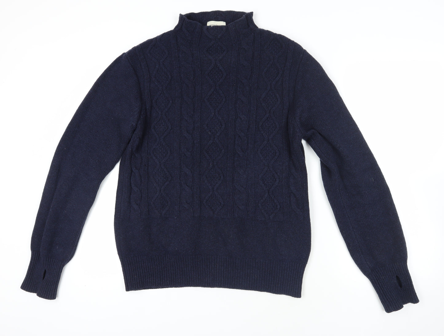 Oliver Spencer Blue Wool Mock Neck Pullover Jumper M