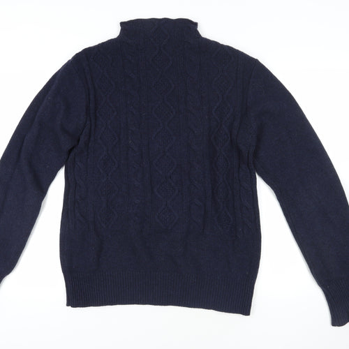 Oliver Spencer Blue Wool Mock Neck Pullover Jumper M