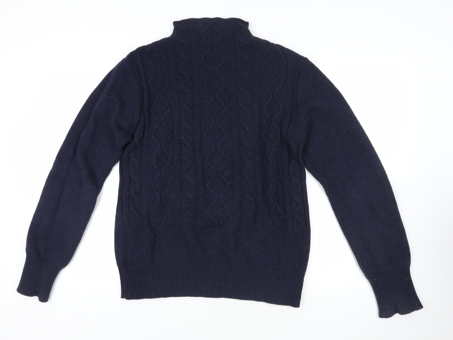 Oliver Spencer Blue Wool Mock Neck Pullover Jumper M