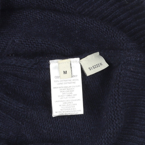 Oliver Spencer Blue Wool Mock Neck Pullover Jumper M