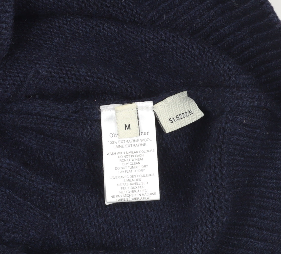 Oliver Spencer Blue Wool Mock Neck Pullover Jumper M