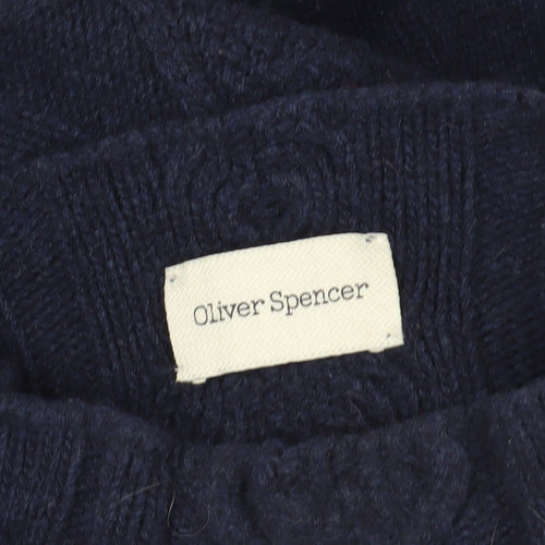 Oliver Spencer Blue Wool Mock Neck Pullover Jumper M