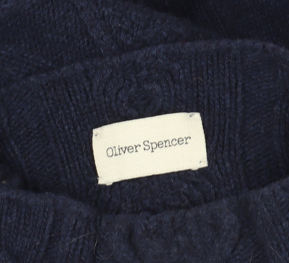 Oliver Spencer Blue Wool Mock Neck Pullover Jumper M