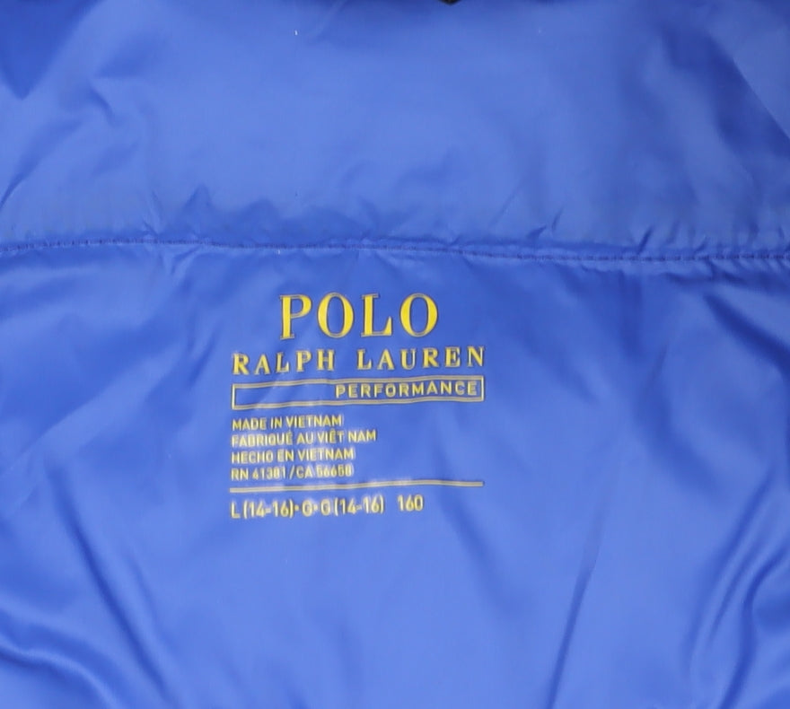 Polo Ralph Lauren Black & Blue Puffer Jacket, L, Hooded