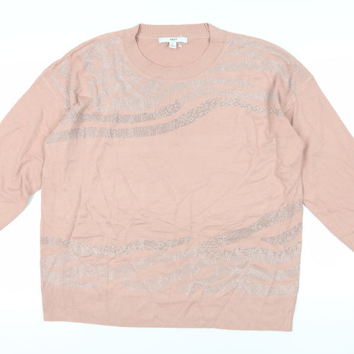 Next Pink Acrylic Beaded Pullover Jumper Size L