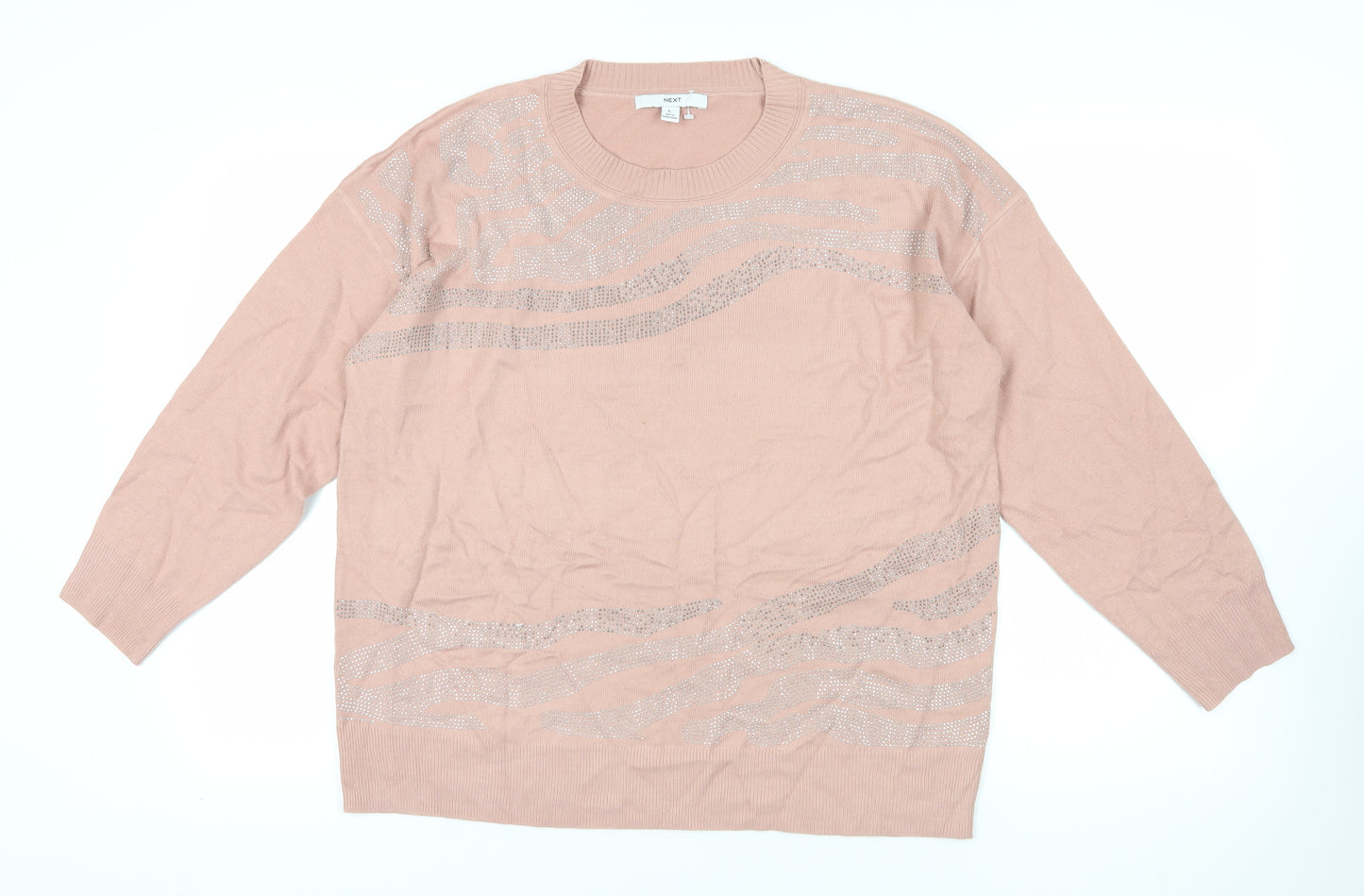 Next Pink Acrylic Beaded Pullover Jumper Size L
