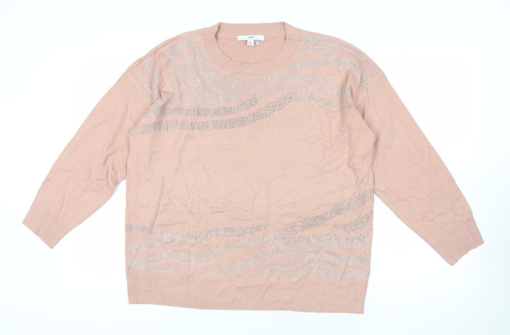 Next Pink Acrylic Beaded Pullover Jumper Size L